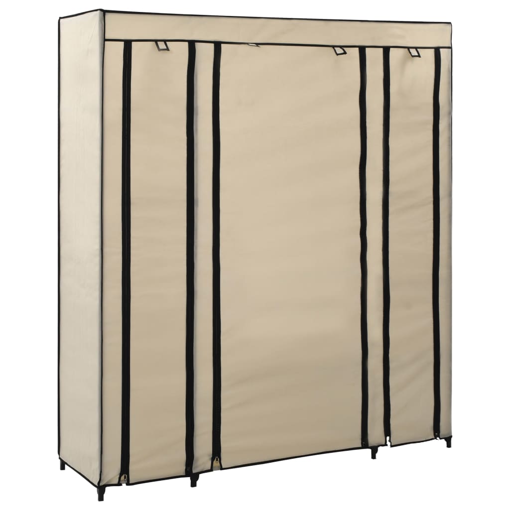 Armadietto con scomparti e steli di crema 150x45x176 cm tessuto