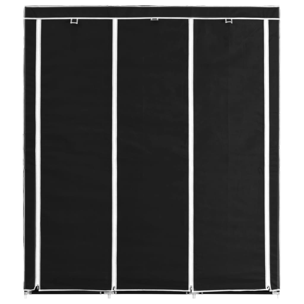 Cabinet con scomparti e barre nere 150x45x175 cm tessuto