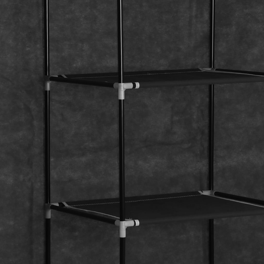 Cabinet con scomparti e barre nere 150x45x175 cm tessuto