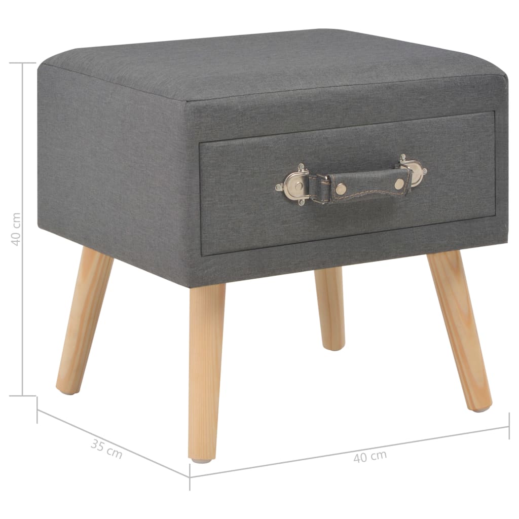Tables de chevet 2 pcs Gris foncé 40x35x40 cm Tissu