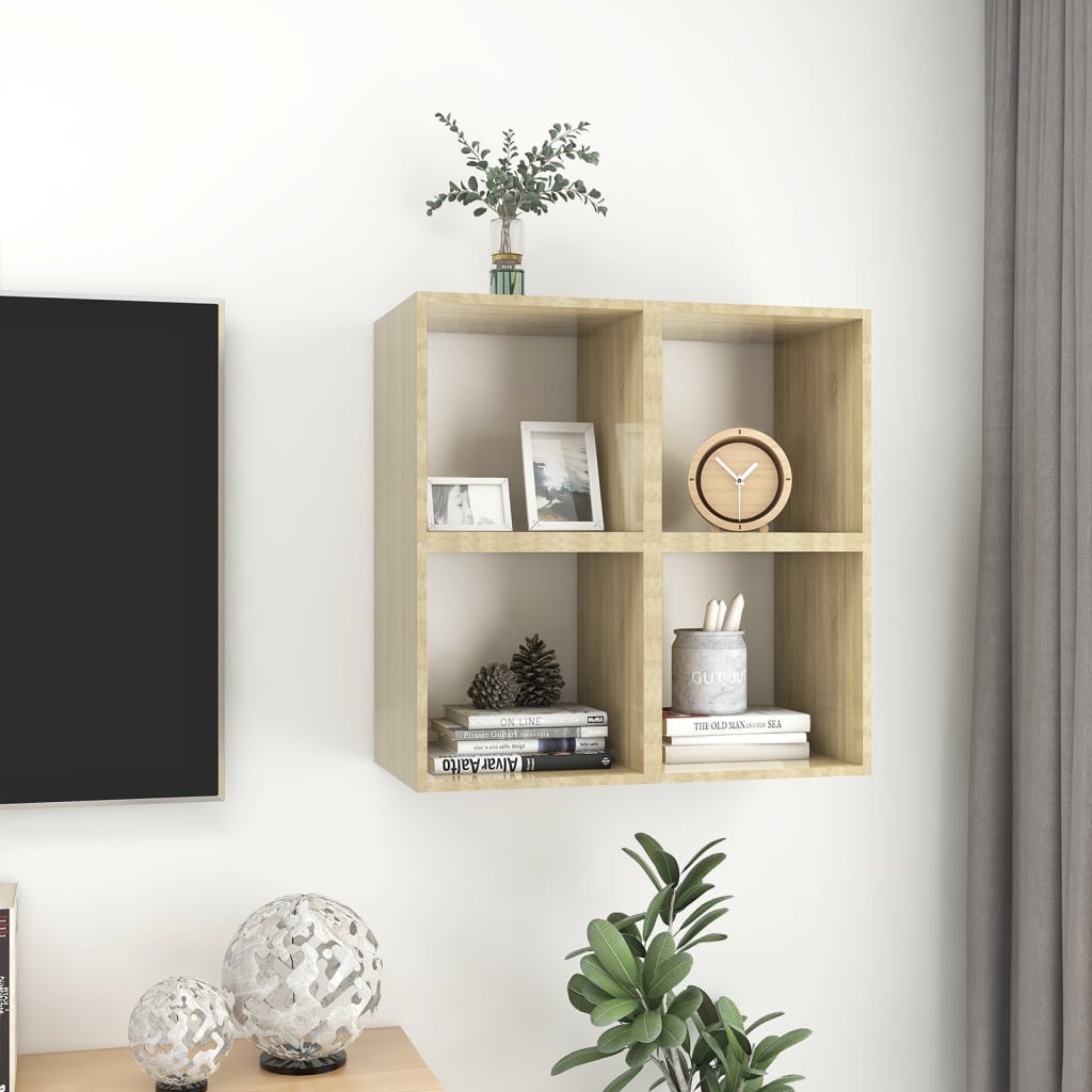 Wall cabinets 4 pcs white/Sonoma oak 37x37x37 cm agglomerated