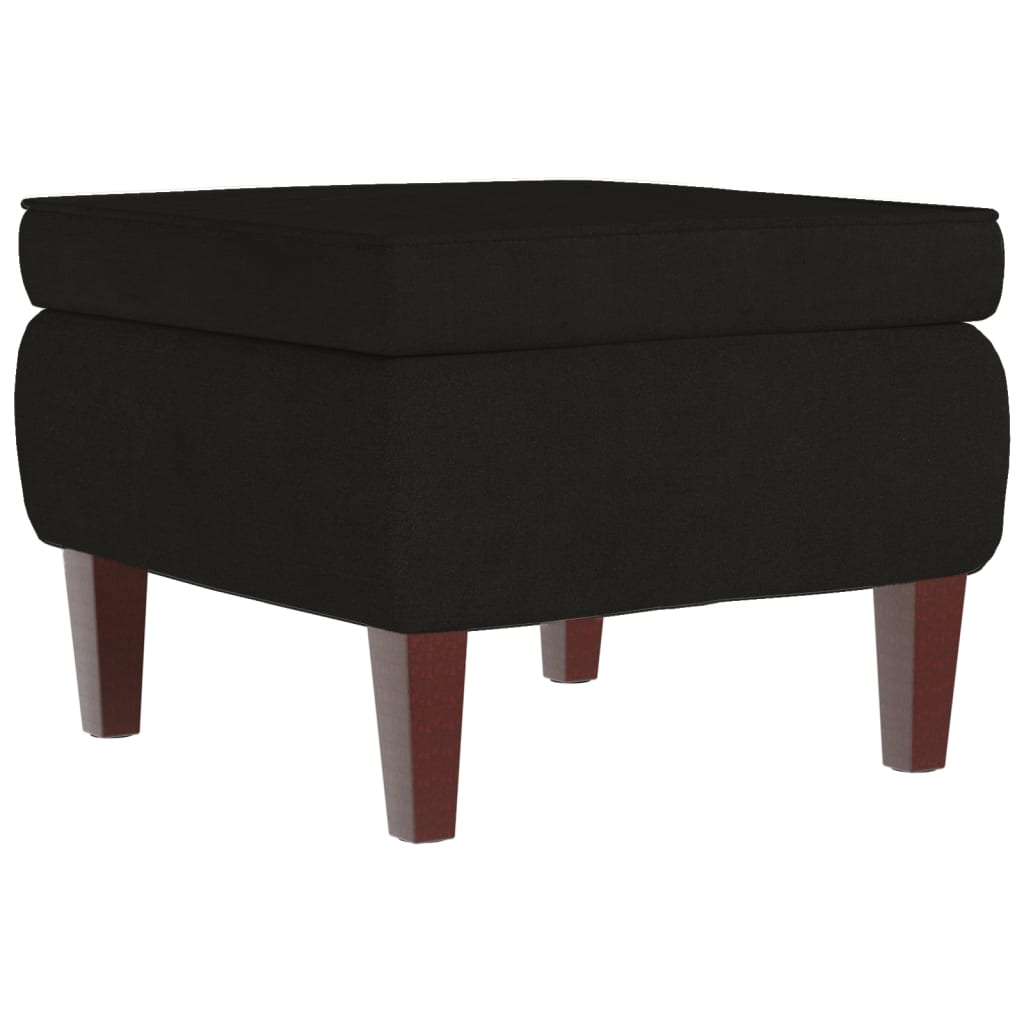 Tabouret avec pieds en bois Noir Velours