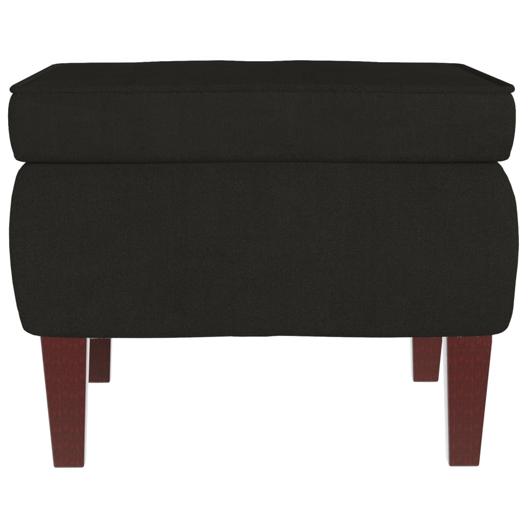Tabouret avec pieds en bois Noir Velours