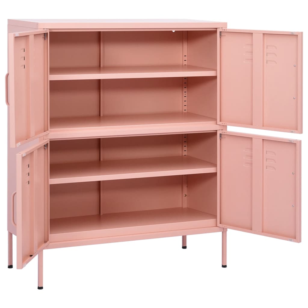 80x35x101.5 cm Armadio di stoccaggio rosa in acciaio