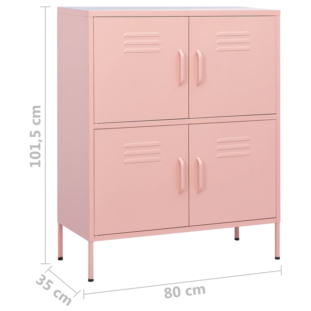 80x35x101.5 cm Armadio di stoccaggio rosa in acciaio