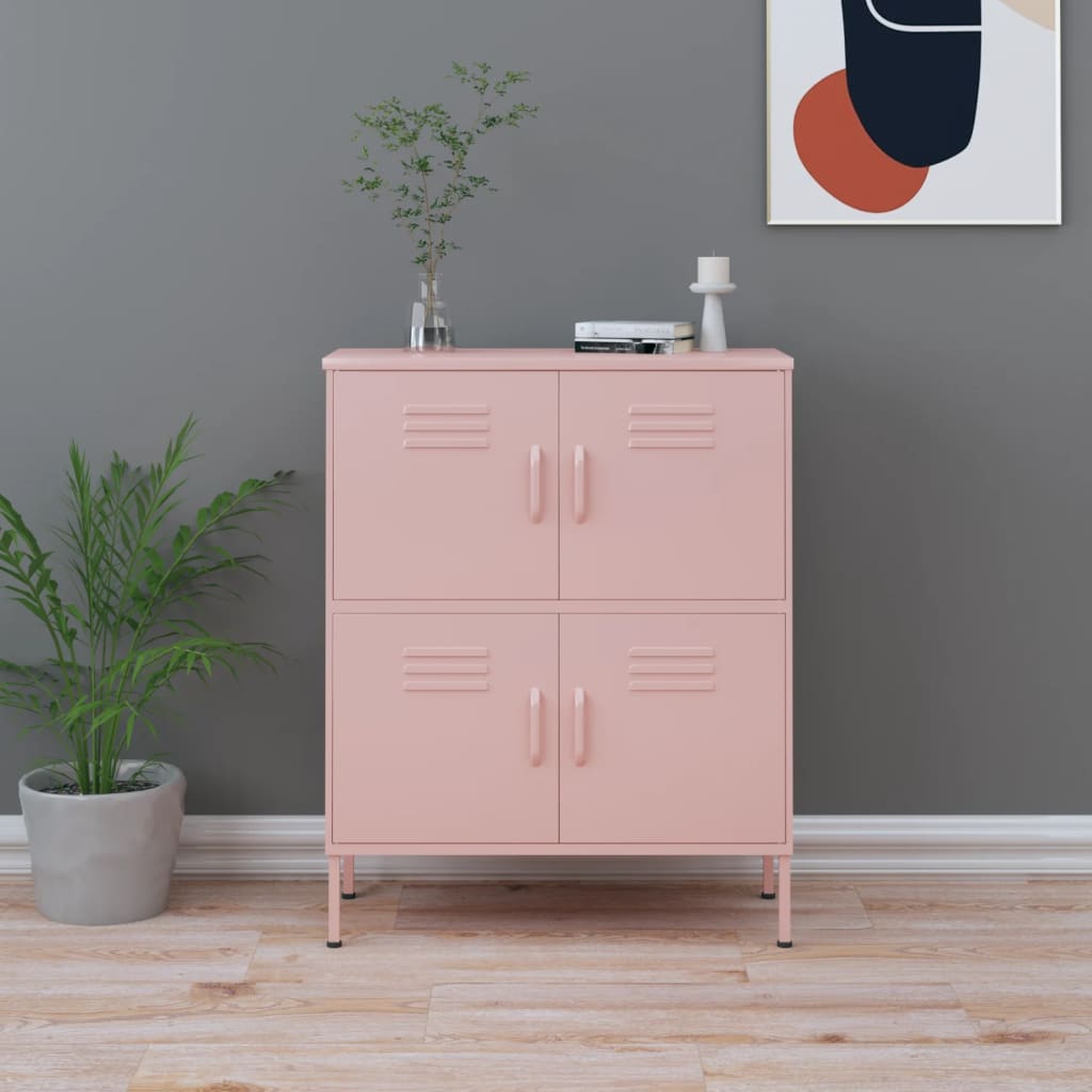 80x35x101.5 cm Armadio di stoccaggio rosa in acciaio