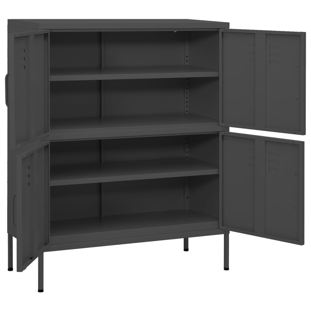 80x35x101.5 cm Armadio di stoccaggio di antracite in acciaio