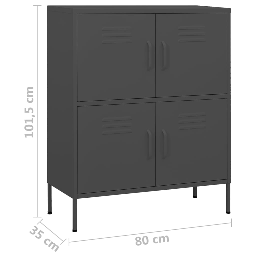 80x35x101.5 cm Armadio di stoccaggio di antracite in acciaio