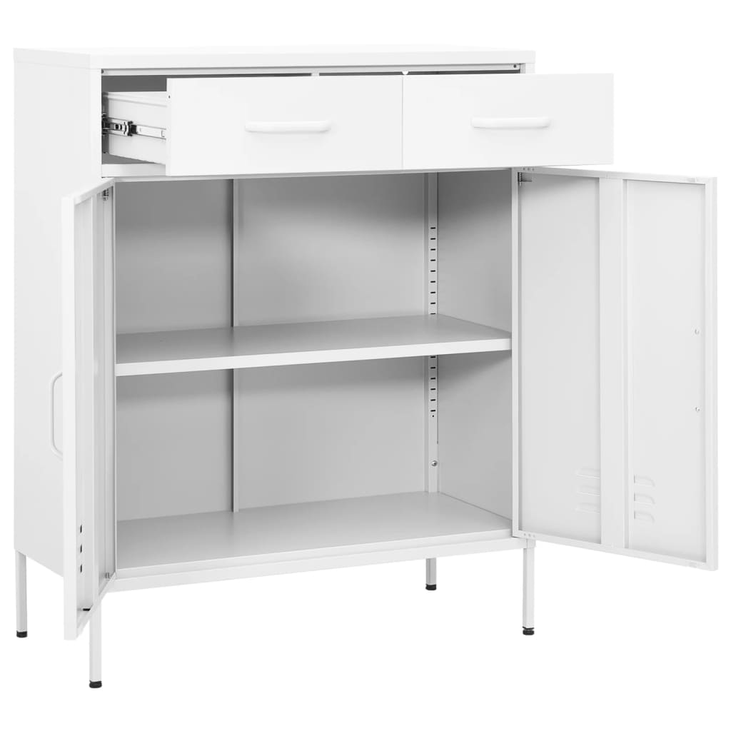 80x35x101.5 cm Armadio di stoccaggio bianco in acciaio
