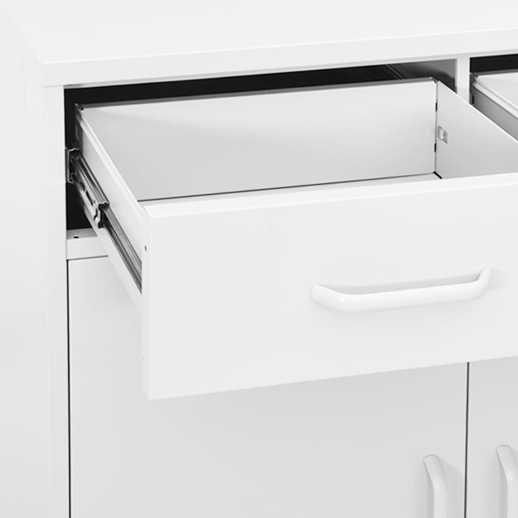 80x35x101.5 cm Armadio di stoccaggio bianco in acciaio