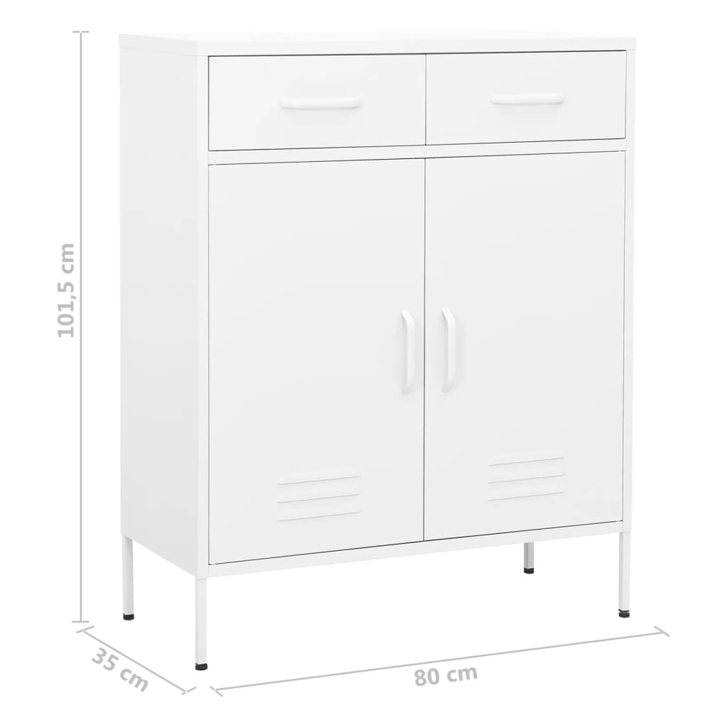 80x35x101.5 cm Armadio di stoccaggio bianco in acciaio