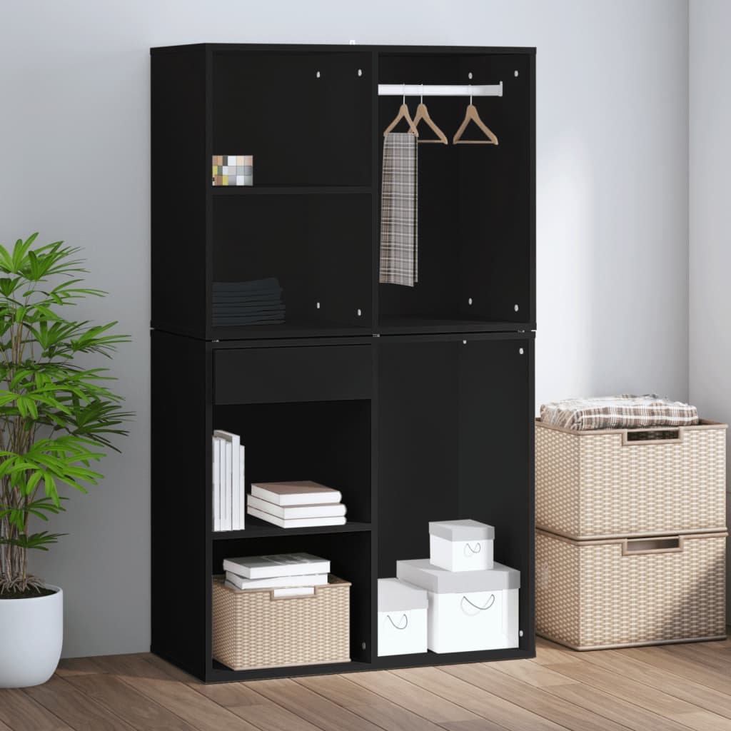 Armadietto di medicazione nera 80x40x65 cm ingegneria in legno
