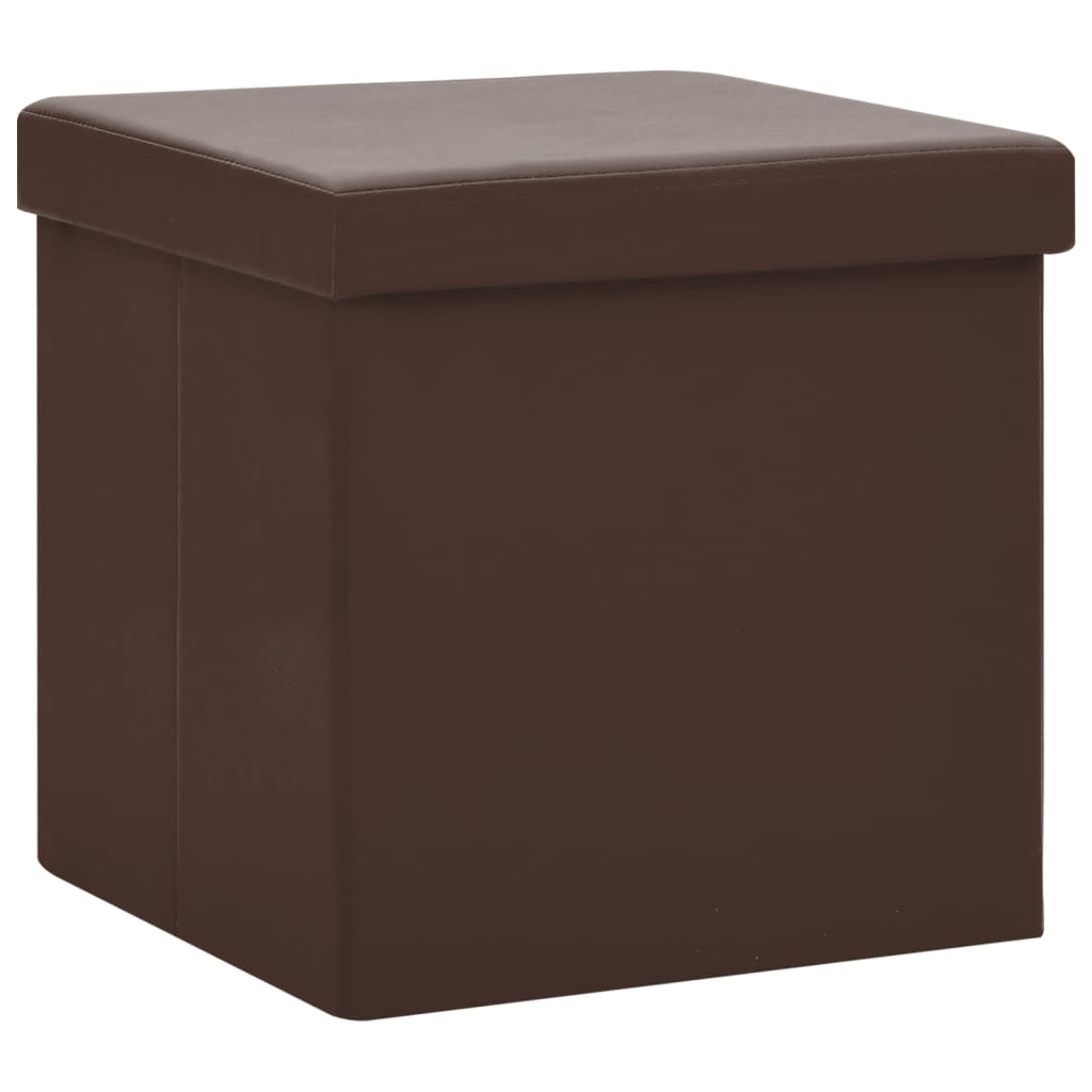 Tabourets de rangement pliables lot de 2 marron PVC