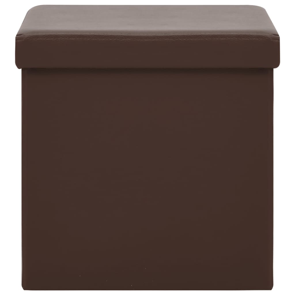 Tabourets de rangement pliables lot de 2 marron PVC