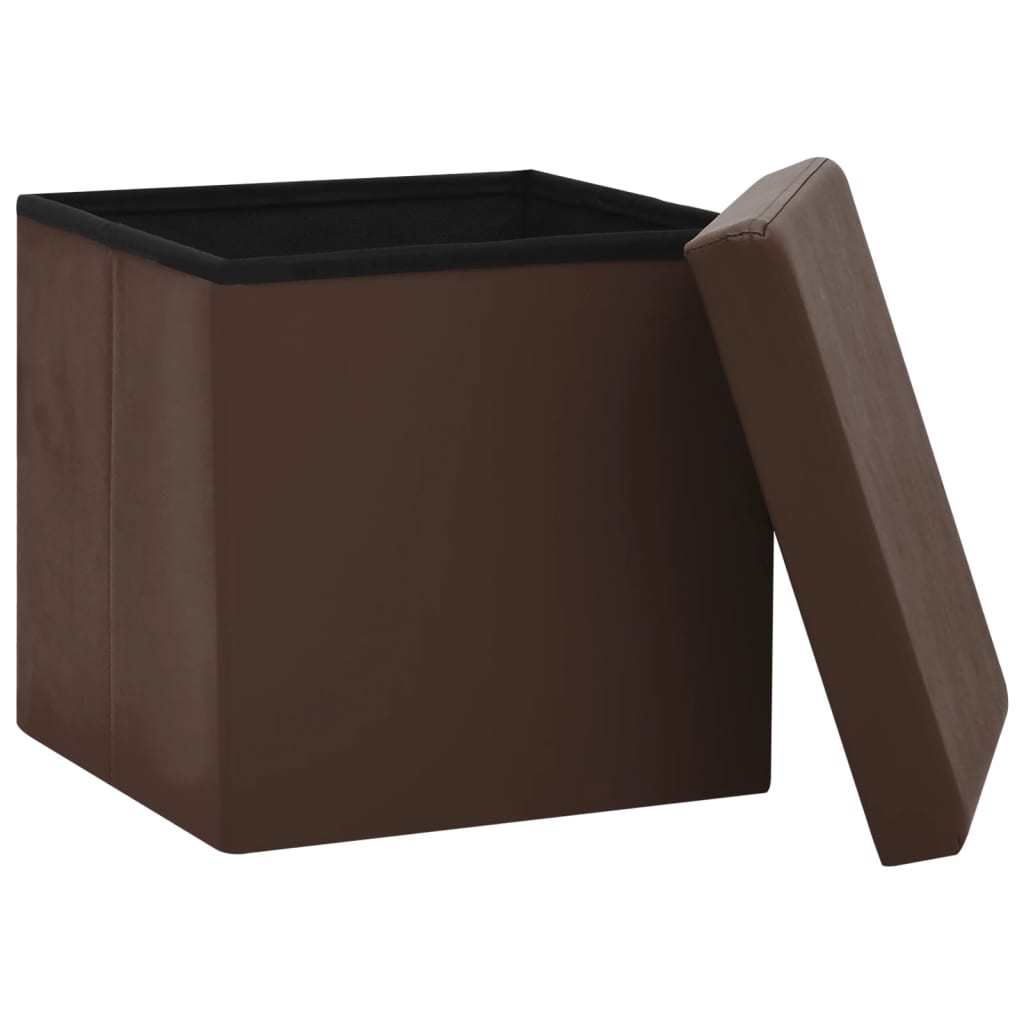 Tabourets de rangement pliables lot de 2 marron PVC