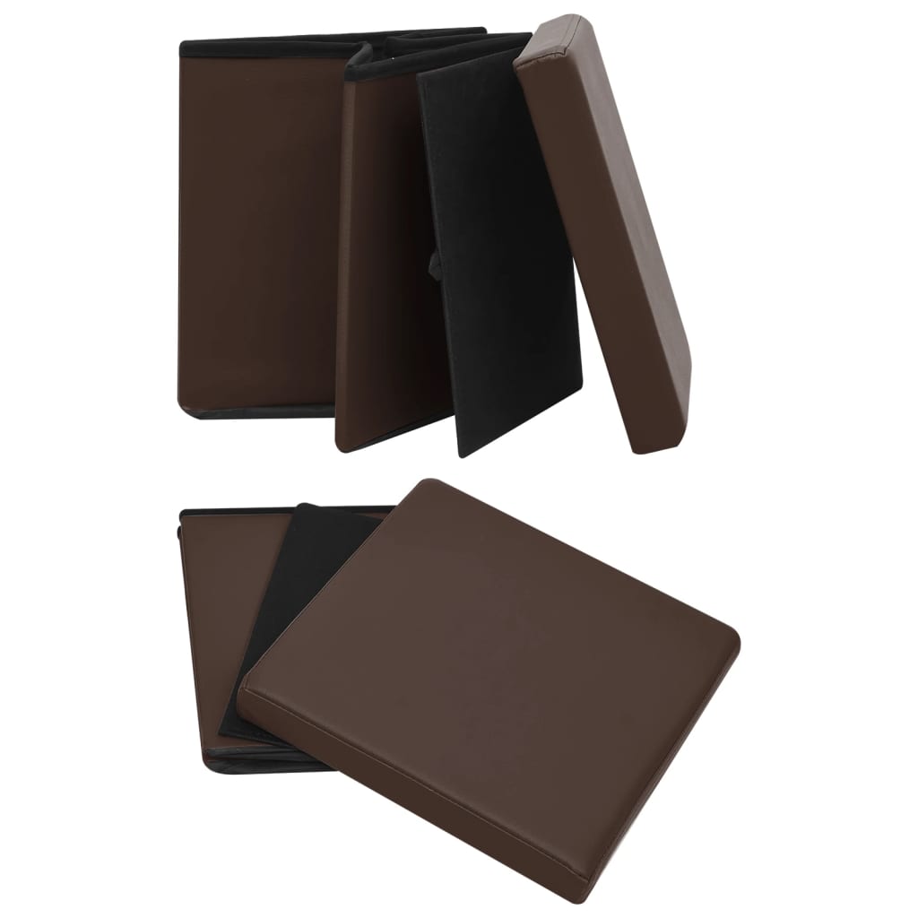 Tabourets de rangement pliables lot de 2 marron PVC