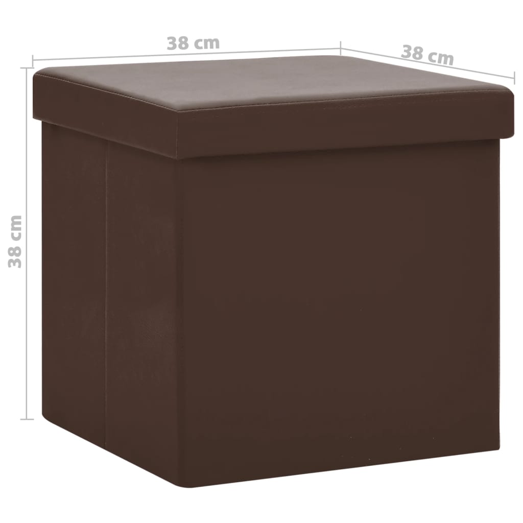 Tabourets de rangement pliables lot de 2 marron PVC