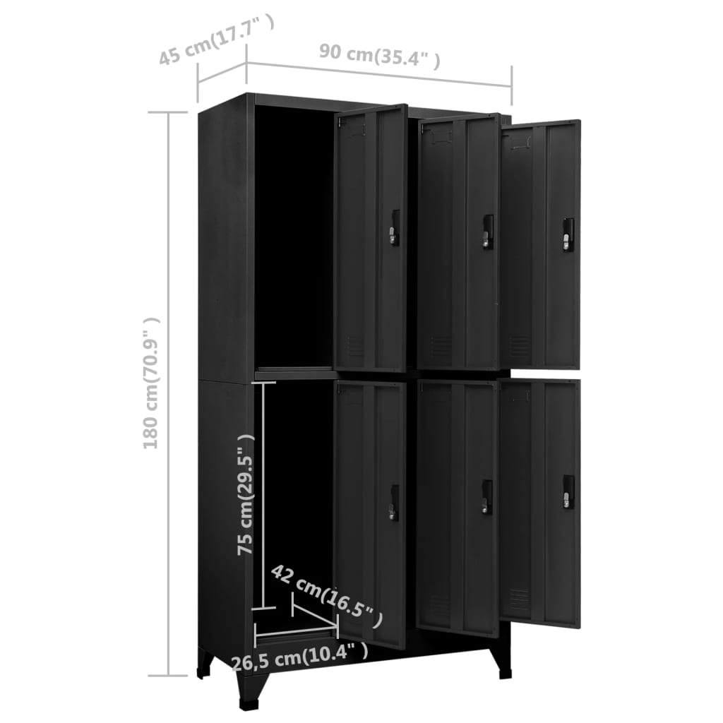 Anthracit Locker Cabinet 90x45x180 cm Stahl