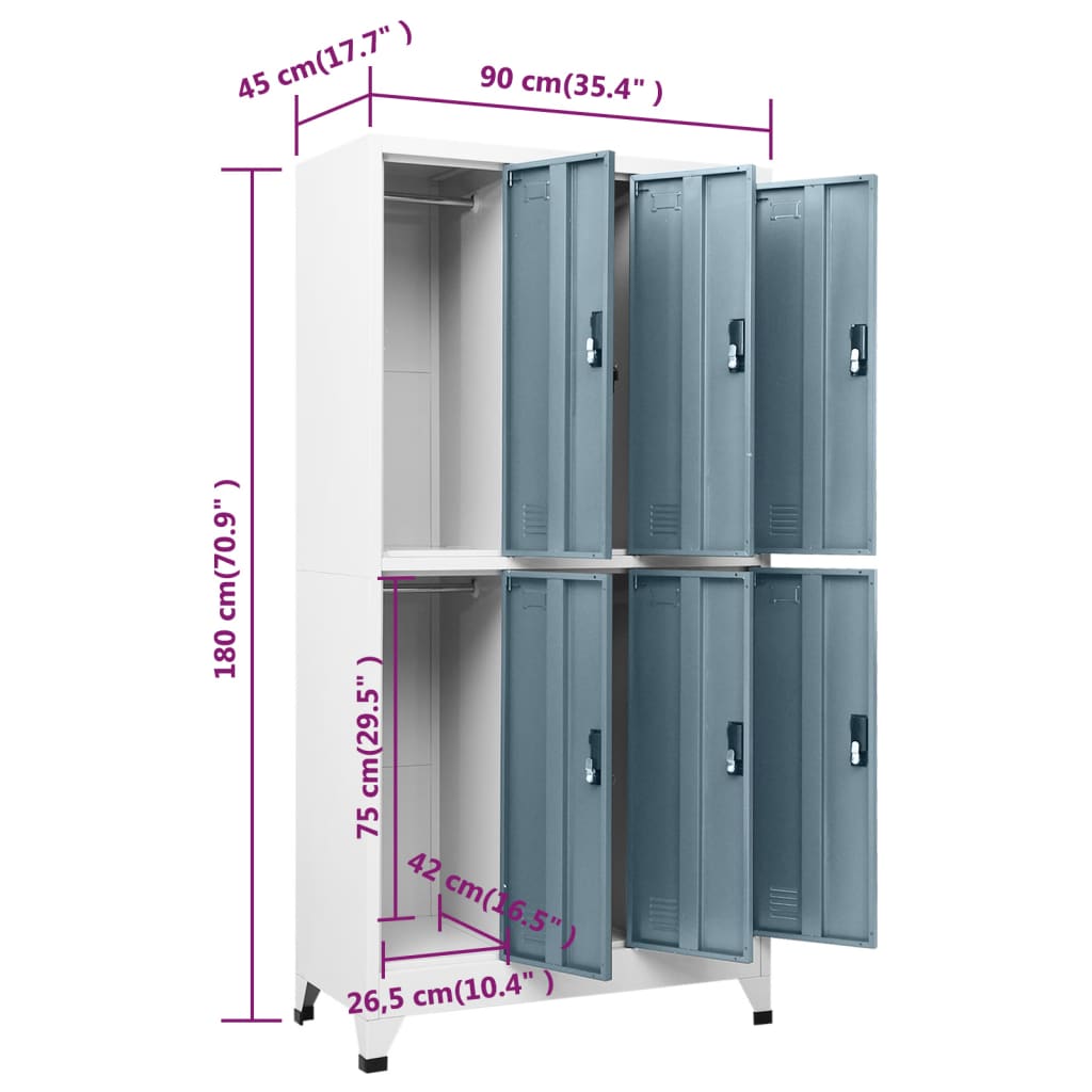 Greidatore chiaro e grigio scuro armadio 90x45x180 cm acciaio