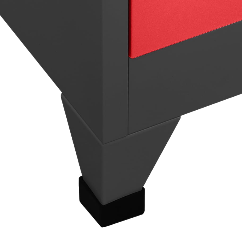 Anthrazit- und Rotschließstoffschrank 90x40x180 cm Stahl