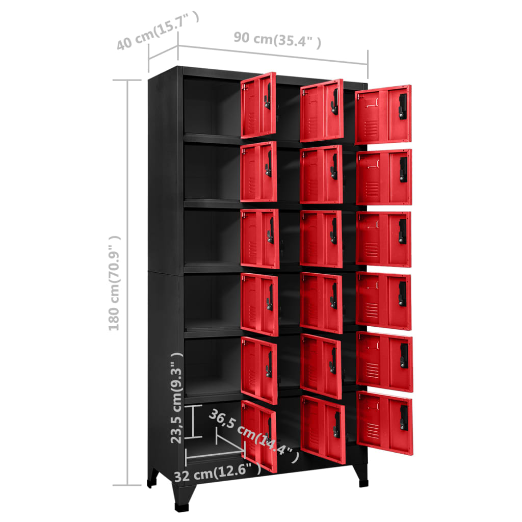 Anthrazit- und Rotschließstoffschrank 90x40x180 cm Stahl