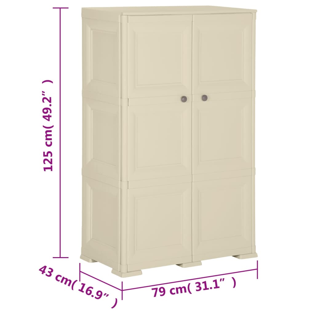 Plastic wardrobe 79x43x125 cm Angora white wood design