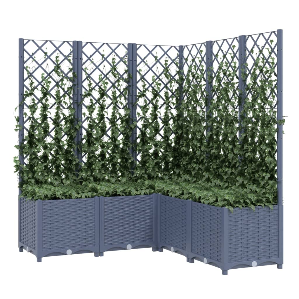 Jardinière avec treillis Gris foncé 120x120x136 cm PP