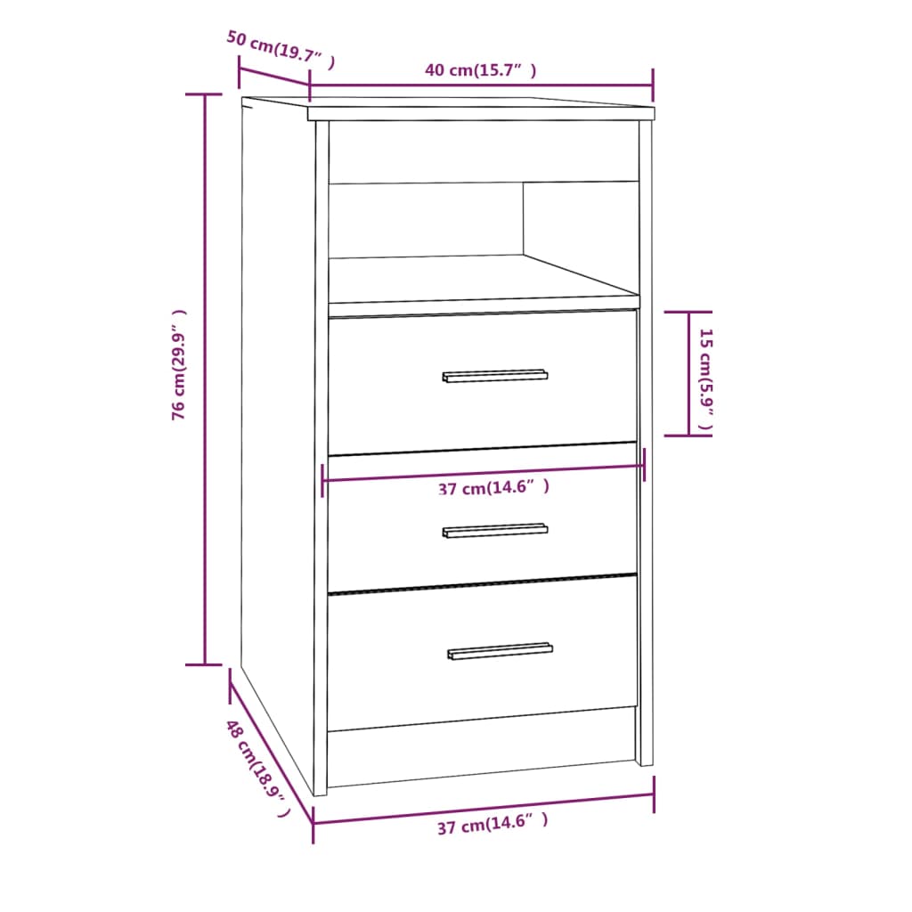 Armadio per cassetti grigio Sonoma 40x50x76 cm ingegneria