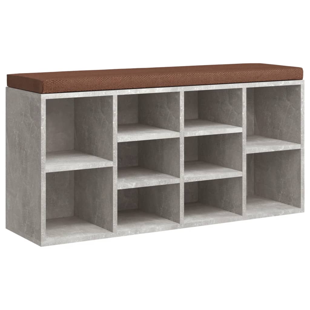 Gray concrete shoe bench 103x30x48 cm Engineering wood