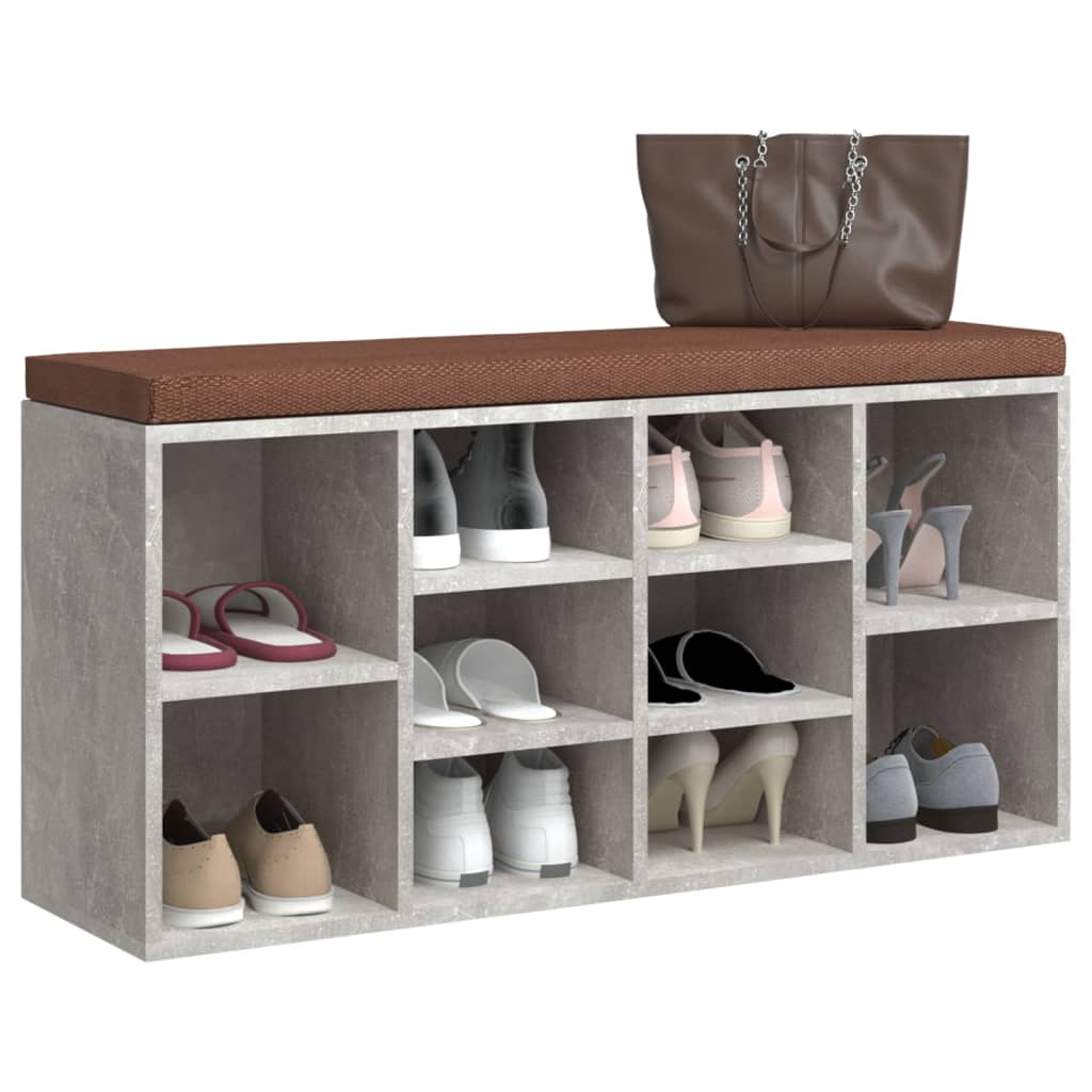 Gray concrete shoe bench 103x30x48 cm Engineering wood