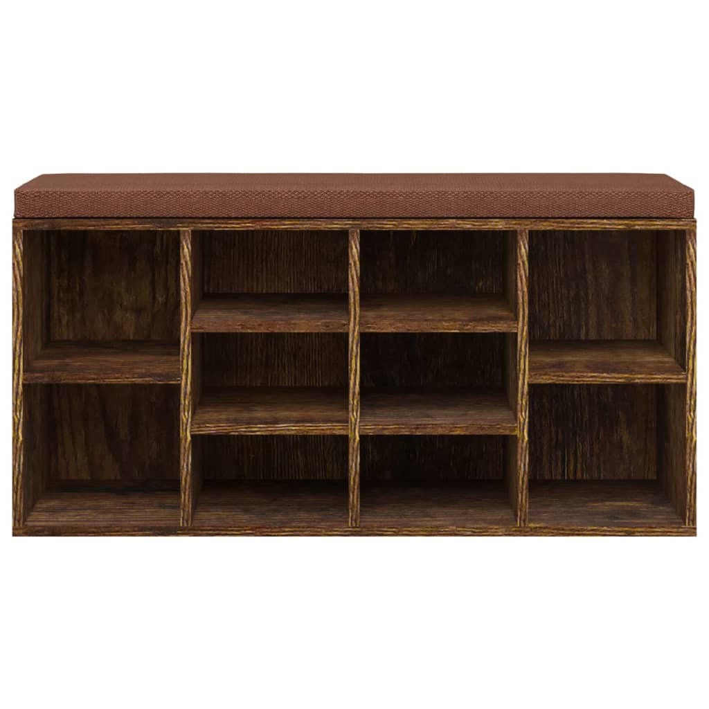 Smoked oak shoe bench 103x30x48 cm engineering wood