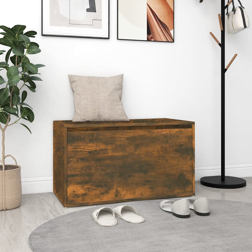 Panchina d'ingresso 80x40x45 cm Smoke Oak Engineering Wood