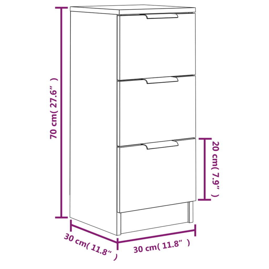 Buffets 2 pcs Sonoma oak 30x30x70 cm Engineering wood