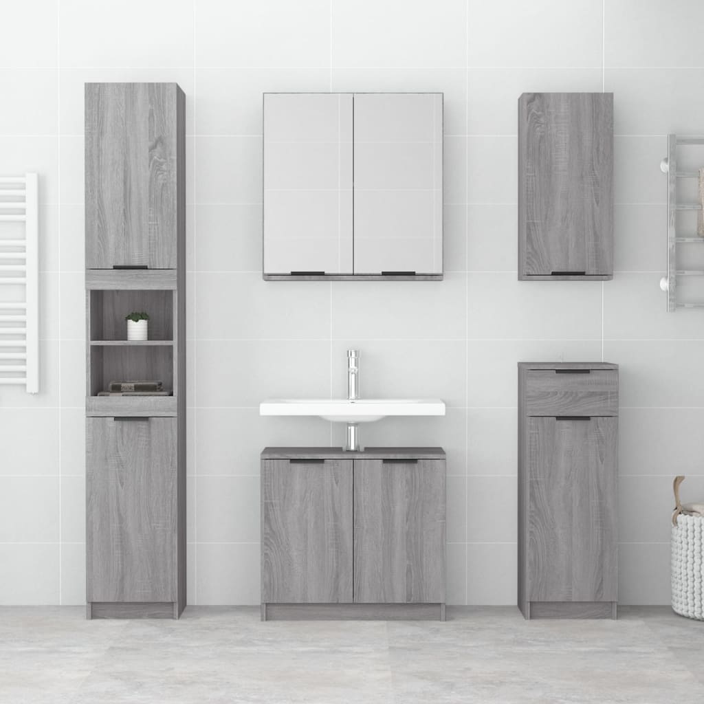 Armadio da bagno grigio Sonoma 32x34x188,5 cm legno di ingegneria