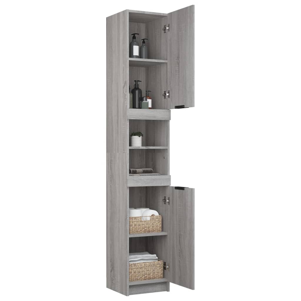 Armadio da bagno grigio Sonoma 32x34x188,5 cm legno di ingegneria