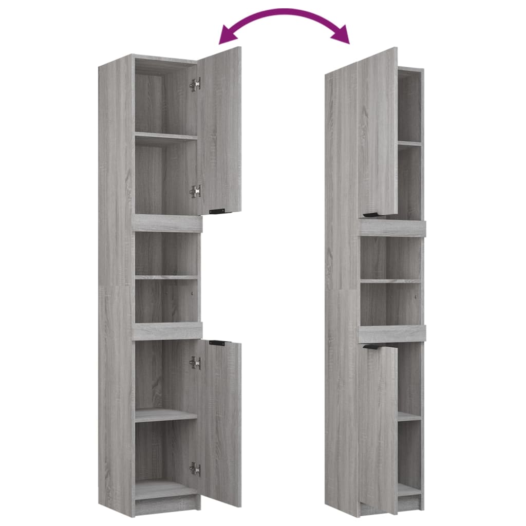 Armadio da bagno grigio Sonoma 32x34x188,5 cm legno di ingegneria