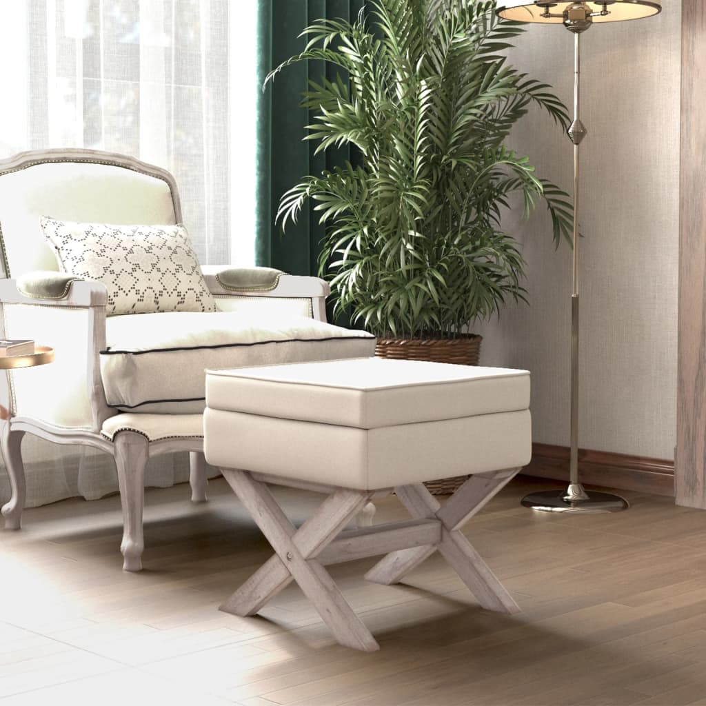 Tabouret de rangement Beige 45x45x49 cm Lin