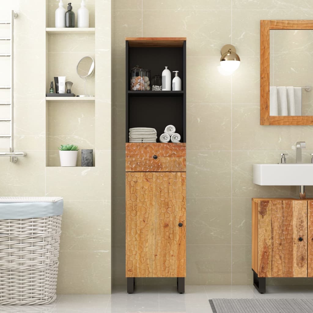Armadio da bagno 38x33x160 cm Acacia in legno massiccio