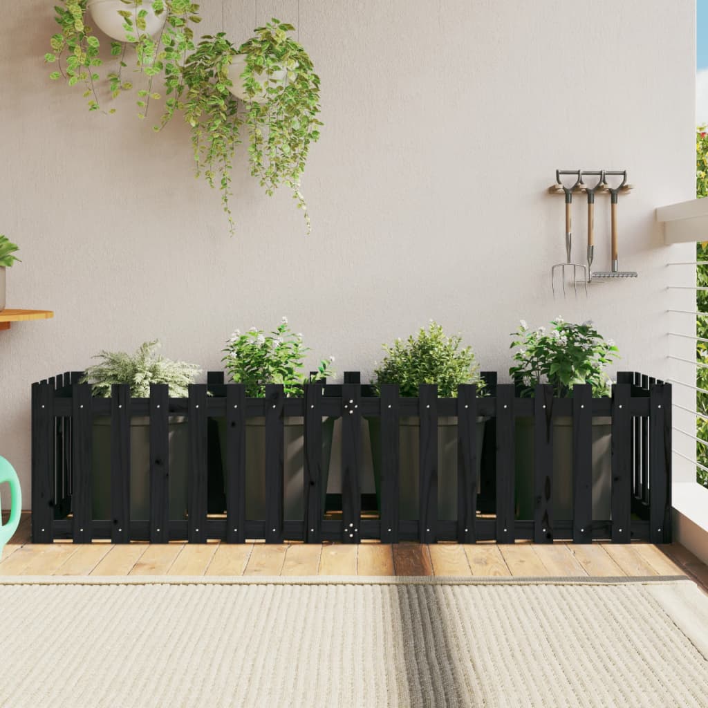 Lit surélevé de jardin design de clôture 200x50x50cm pin massif