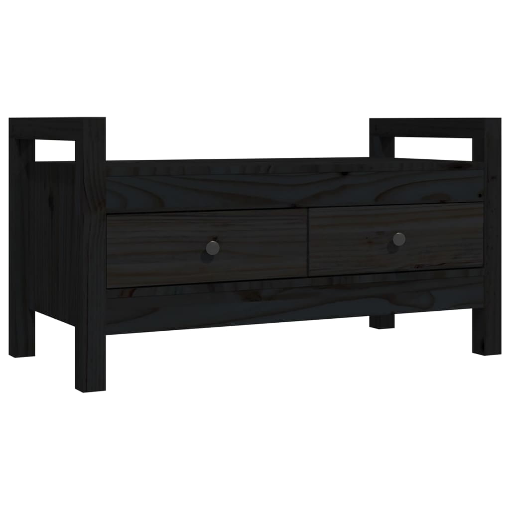 Panca ad ingresso nero 80x40x43 cm in legno di pino solido