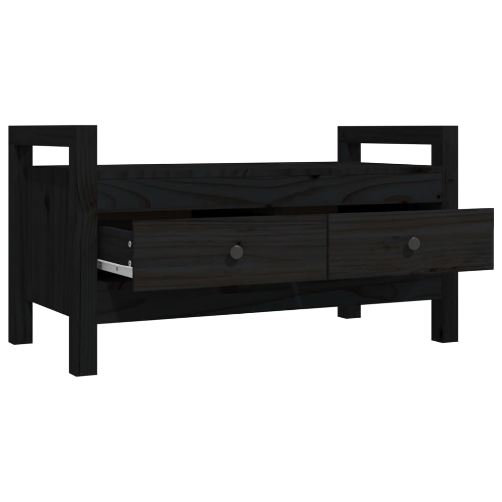 Panca ad ingresso nero 80x40x43 cm in legno di pino solido
