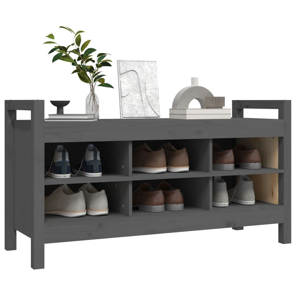 Panchina di ingresso grigio 110x40x60 cm Pino solido
