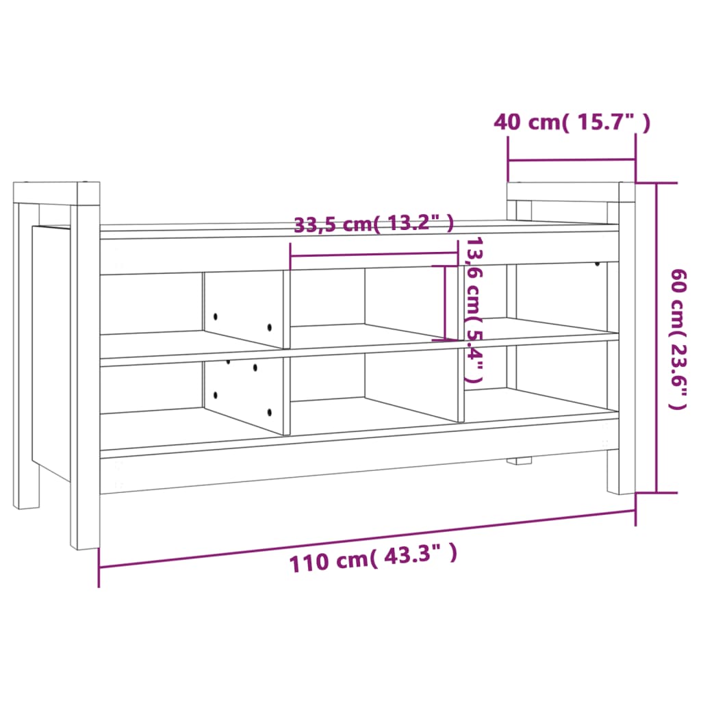 Panca ad ingresso marrone miele 110x40x60 cm in legno di pino solido