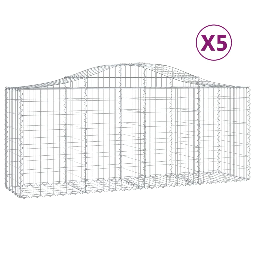 Paniers à gabions arqués 5 pcs 200x50x80/100 cm Fer galvanisé