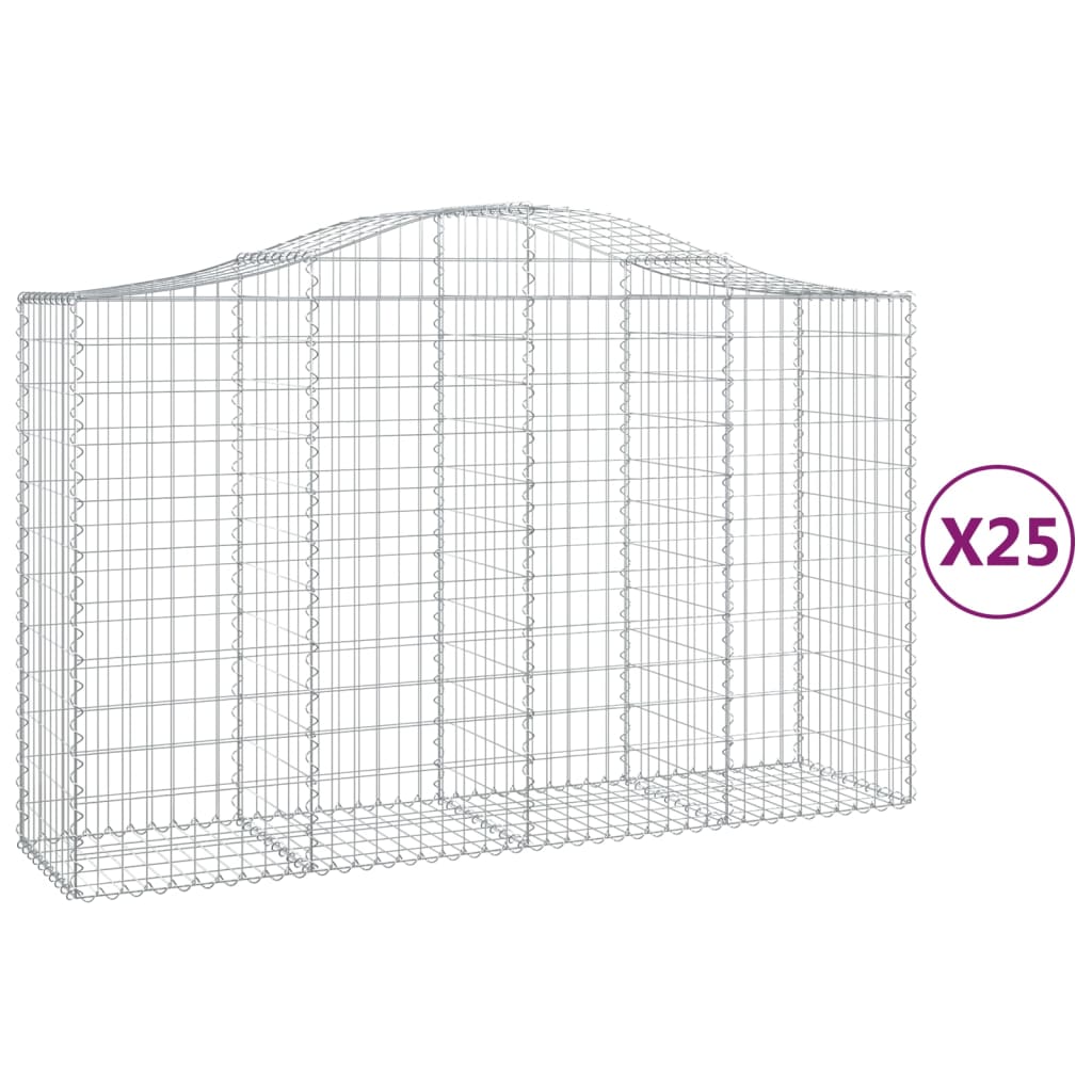 Paniers à gabions arqués 25 pcs 200x50x120/140 cm Fer galvanisé