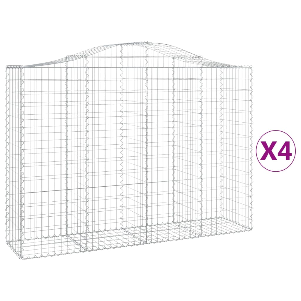 Paniers à gabions arqués 4 pcs 200x50x140/160 cm Fer galvanisé