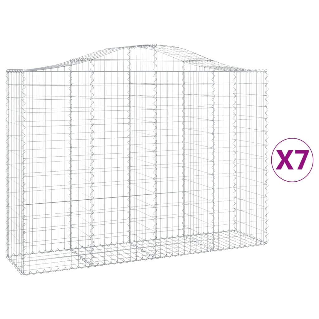 Paniers à gabions arqués 7 pcs 200x50x140/160 cm Fer galvanisé