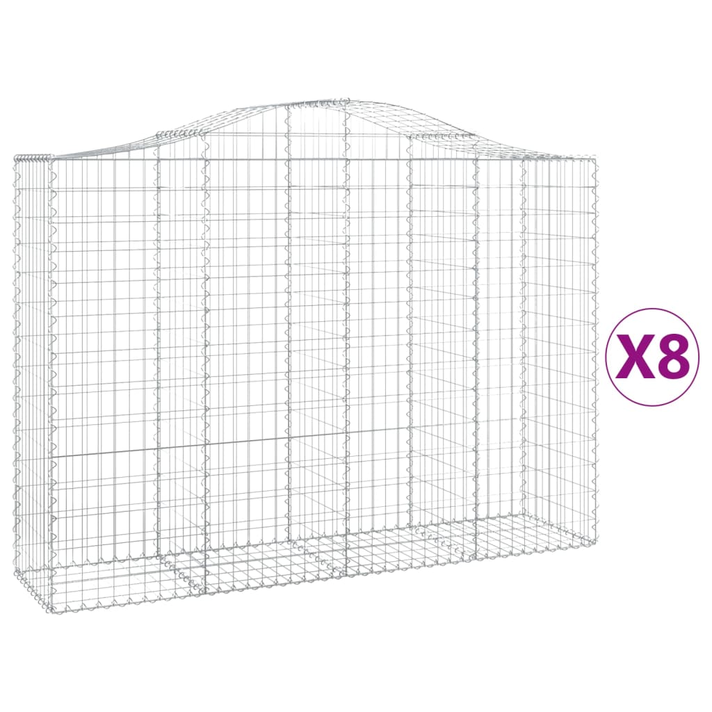 Paniers à gabions arqués 8 pcs 200x50x140/160 cm Fer galvanisé