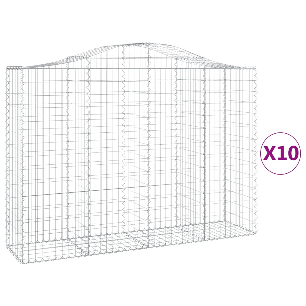 Paniers à gabions arqués 10 pcs 200x50x140/160 cm Fer galvanisé
