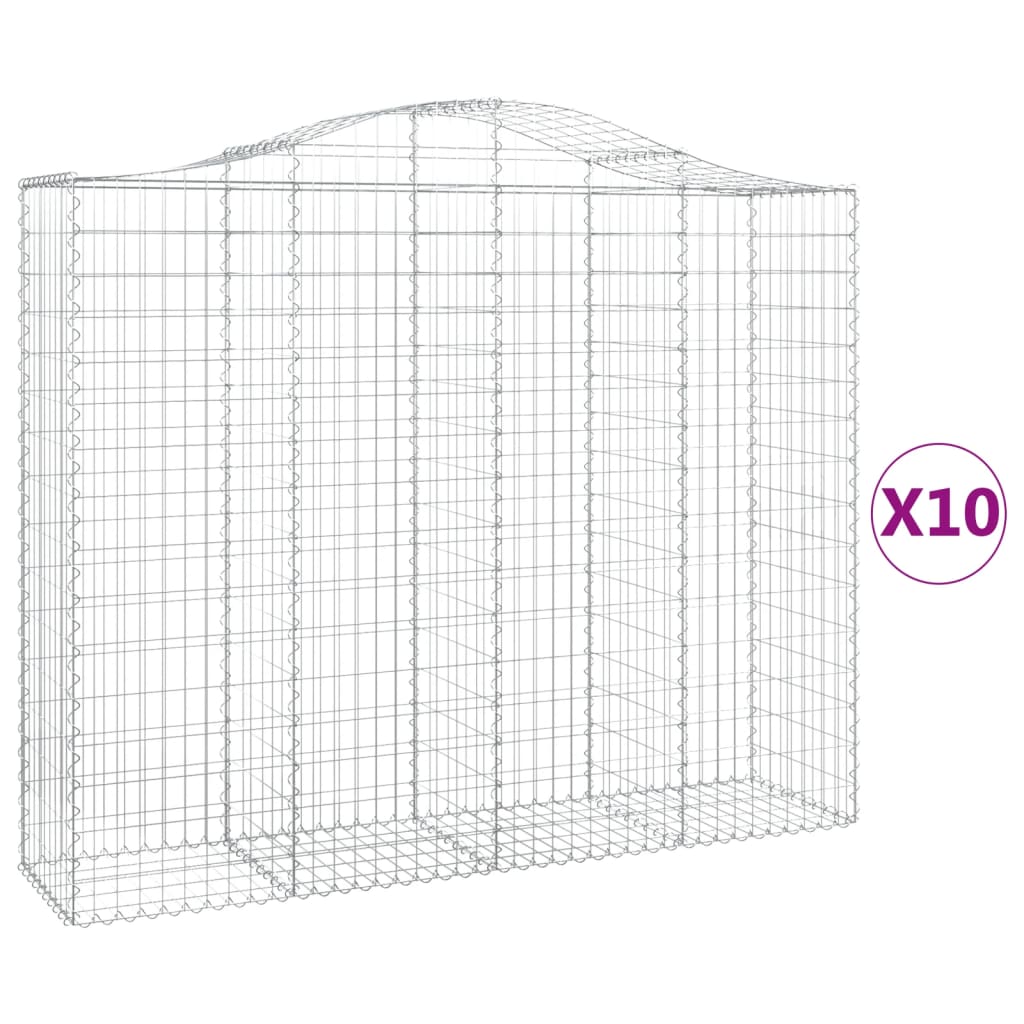 Paniers à gabions arqués 10 pcs 200x50x160/180 cm Fer galvanisé